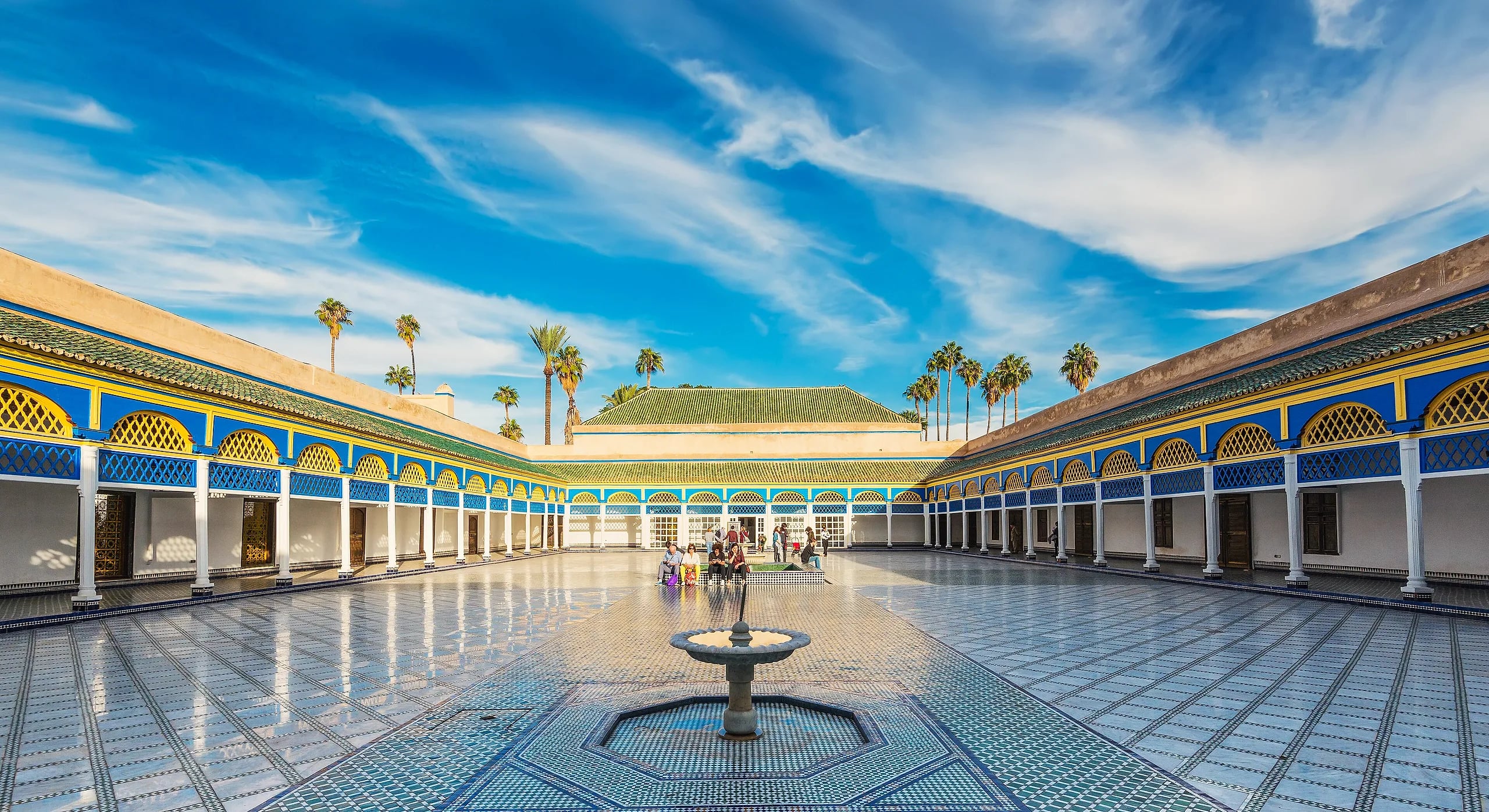 The large marble court of the Bahia Palace in Marrakech