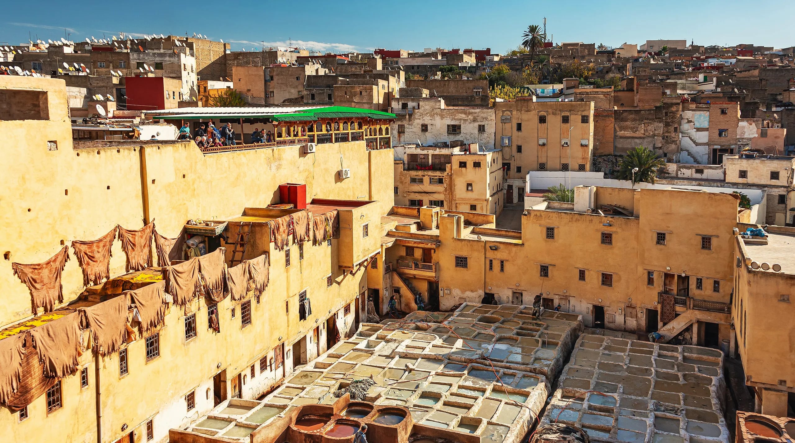 The dye vats of the Chouara tannery in the Fes medina