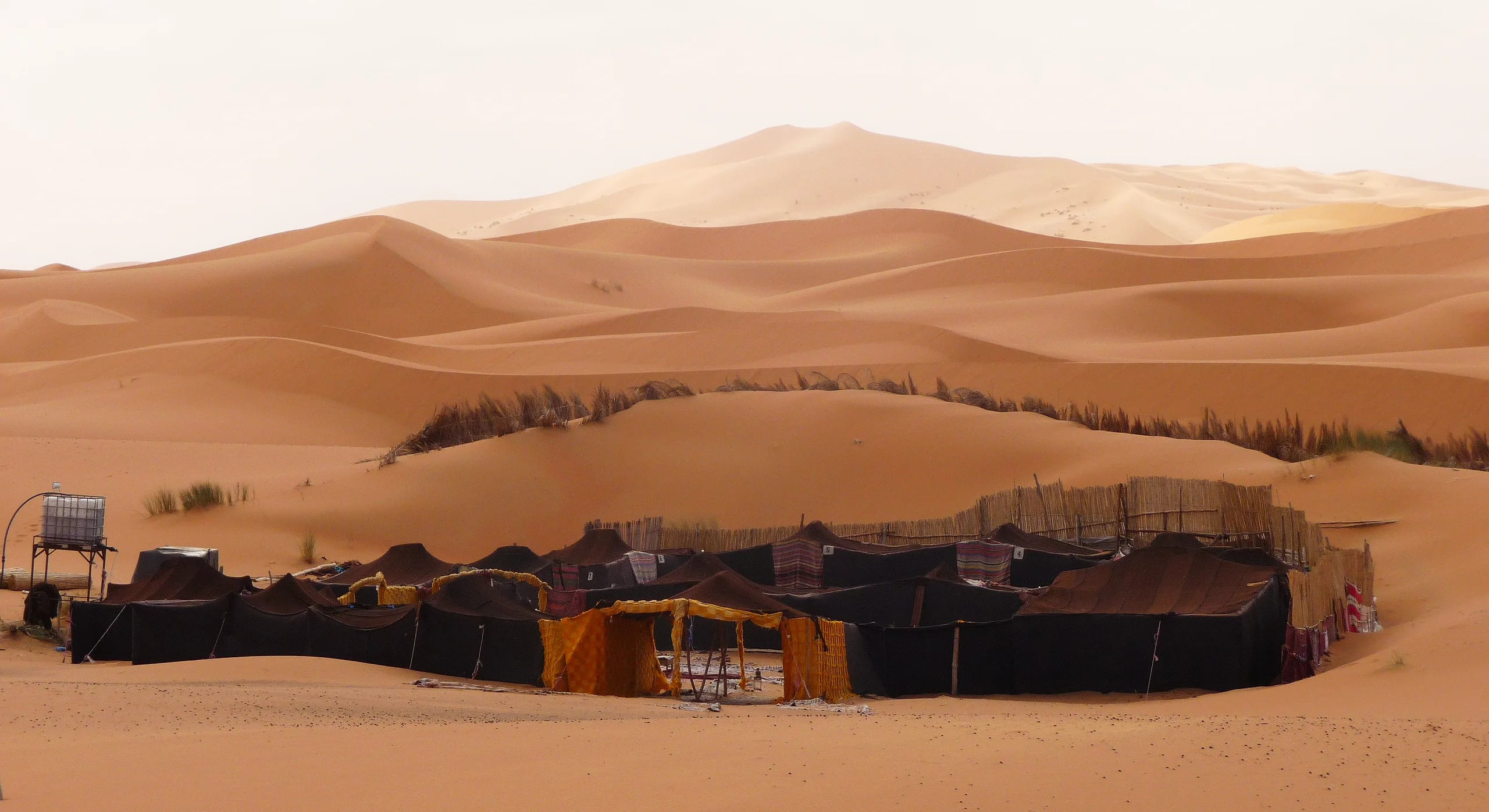 A Berber tent camp in the dunes at Merzouga