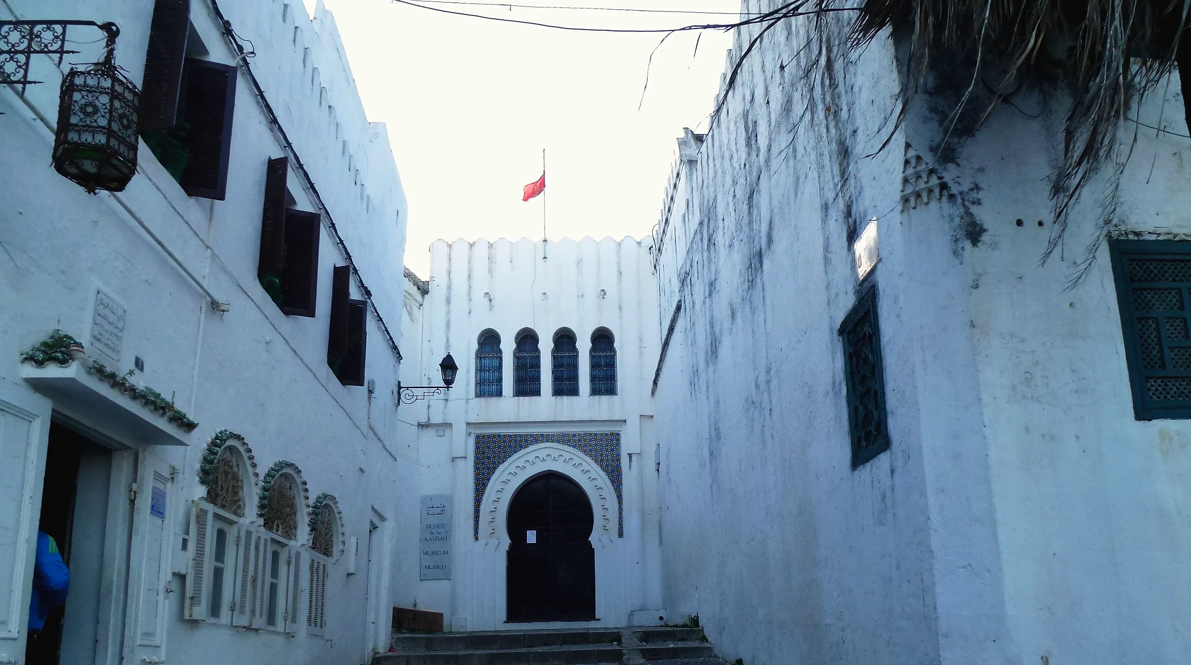 Whitewashed walls and a gateway in the kasbah of Tangier