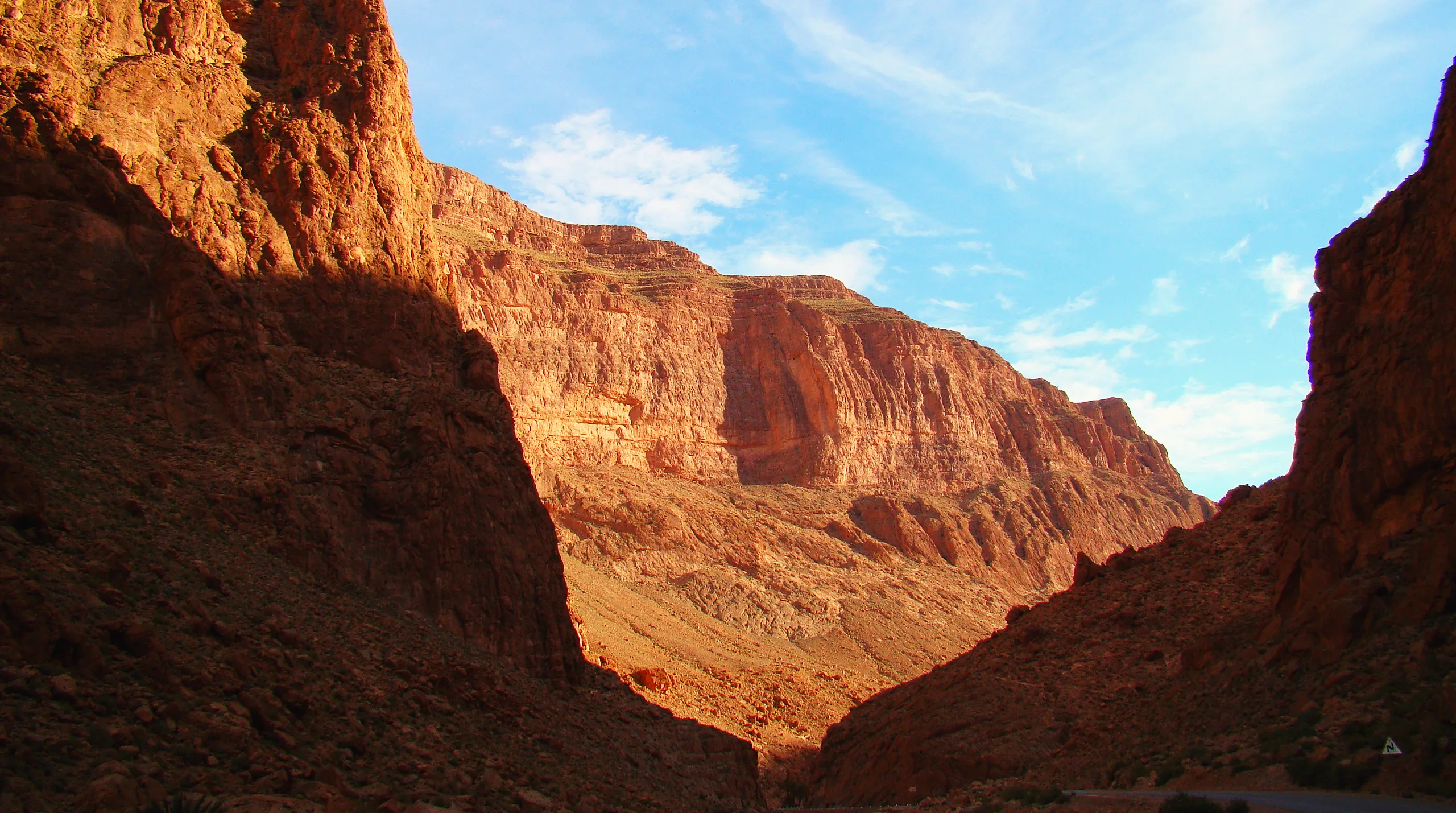 The red walls of the Todra Gorge in morning light