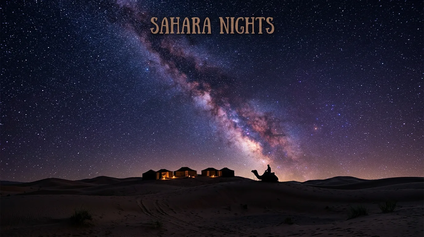 Stargazing over the Sahara Desert with the Milky Way visible in Morocco