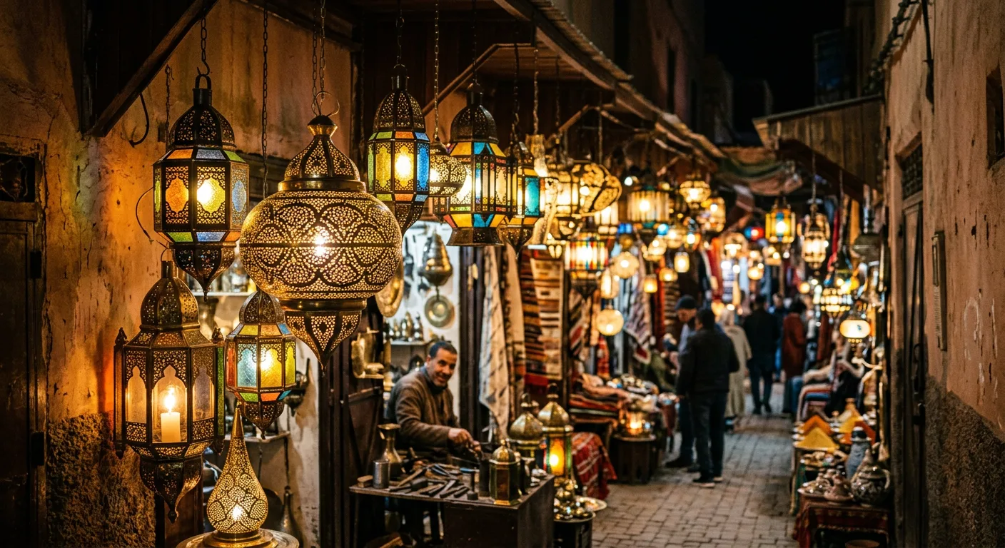 Handcrafted Moroccan lanterns in a gallery setting