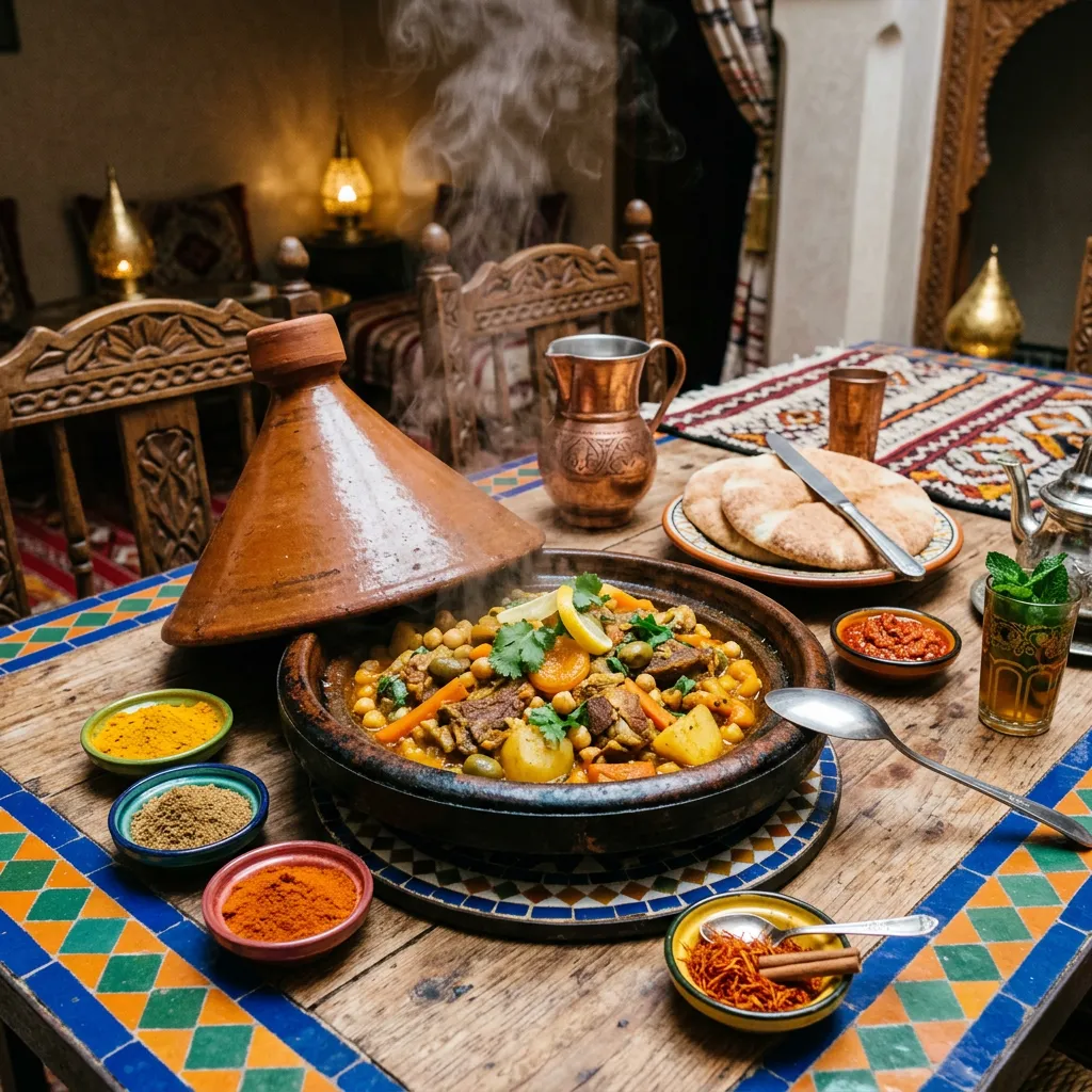 Beautifully presented Moroccan tagine dish