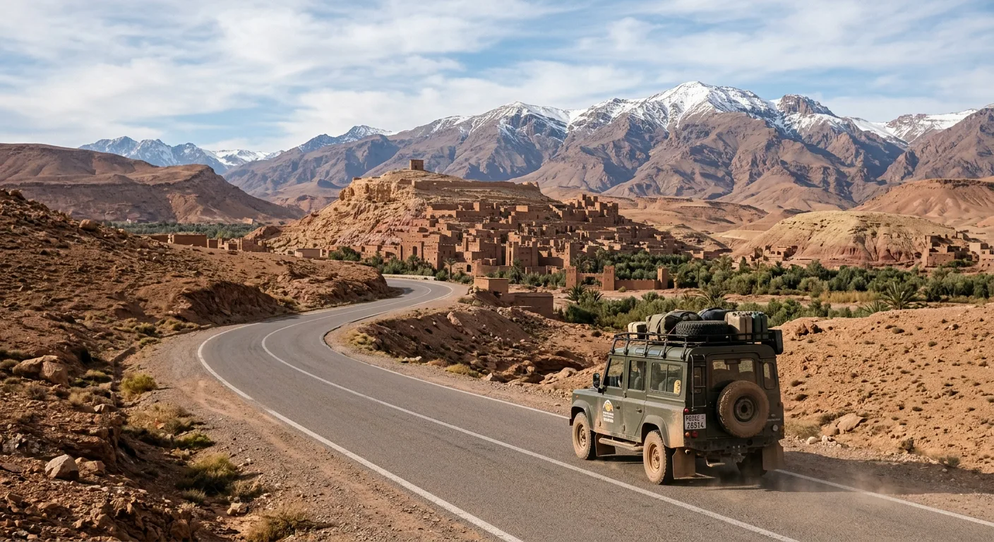 Scenic road winding through the Atlas Mountains in Morocco