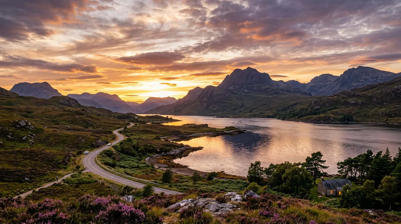 Romantic candlelit riad courtyard in Morocco with rose petals and lantern glow