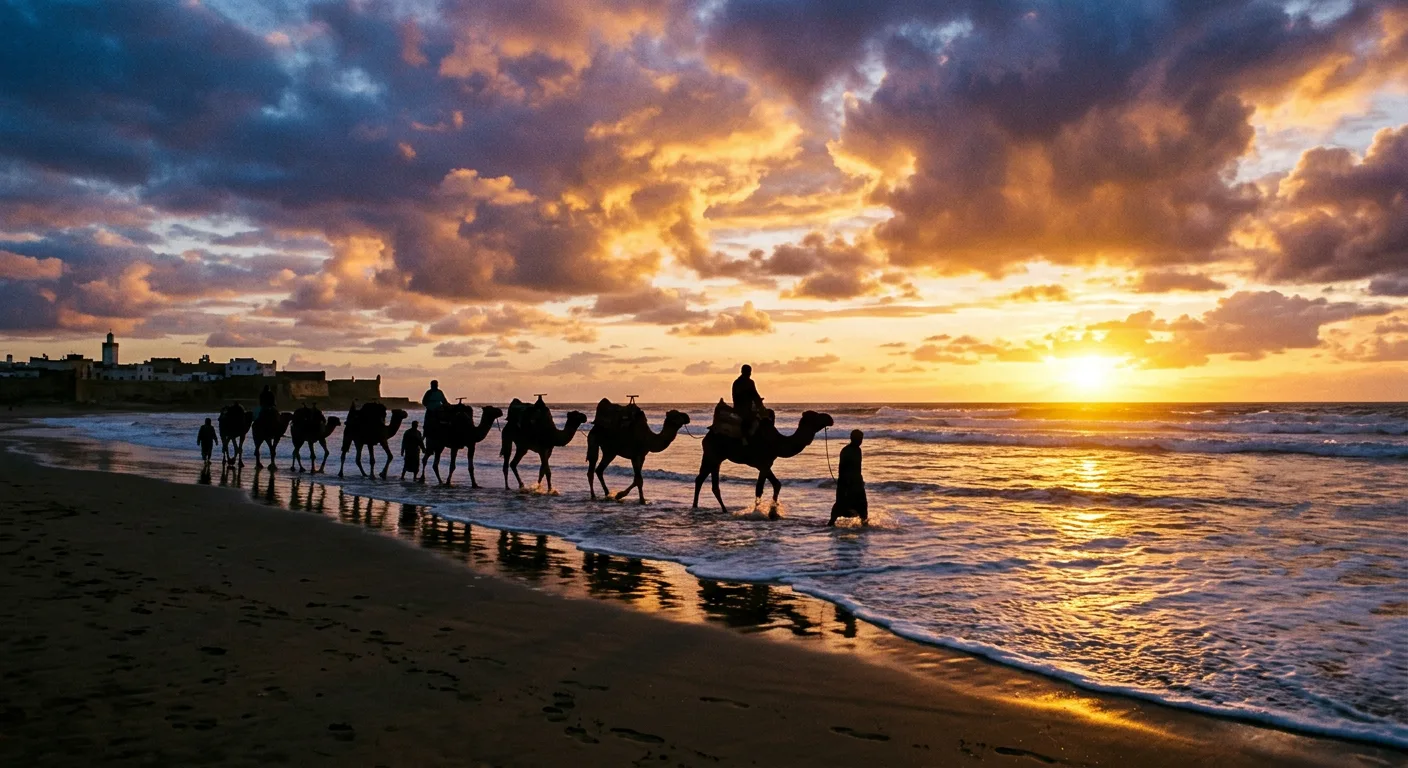 Camel trekking at Zagora in the Sahara Desert, Morocco