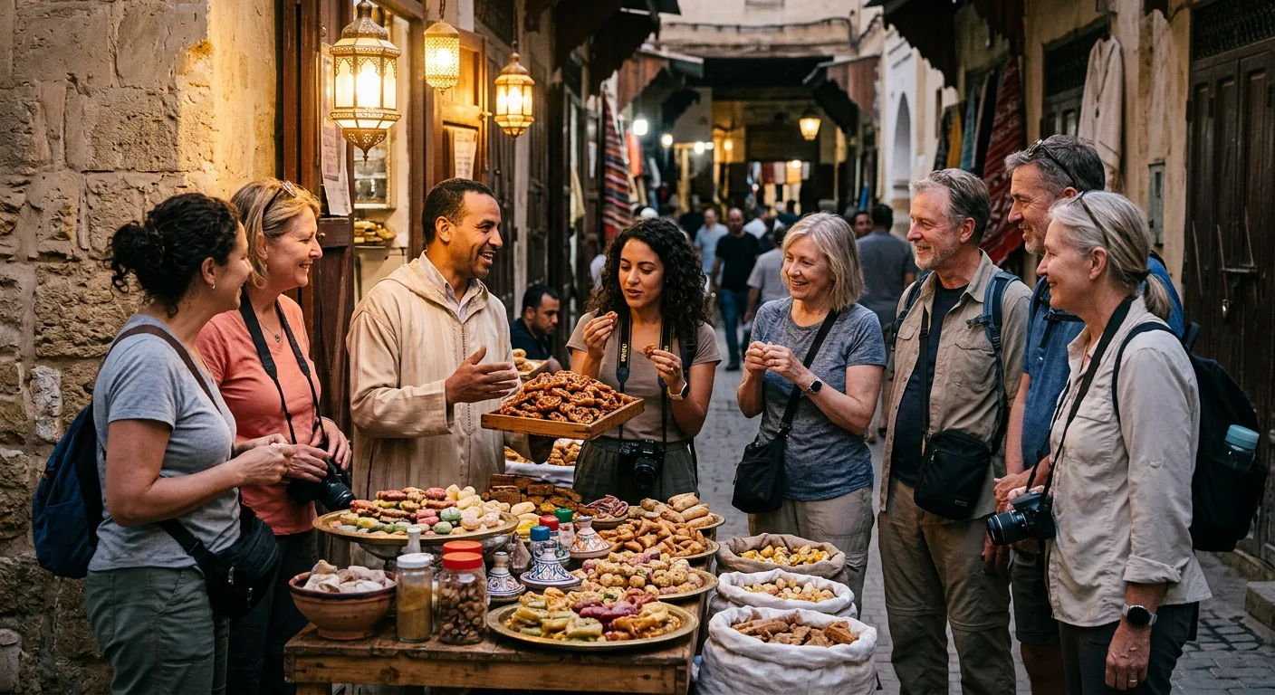 Food tour experience in Fez, Morocco with local street food and market tastings