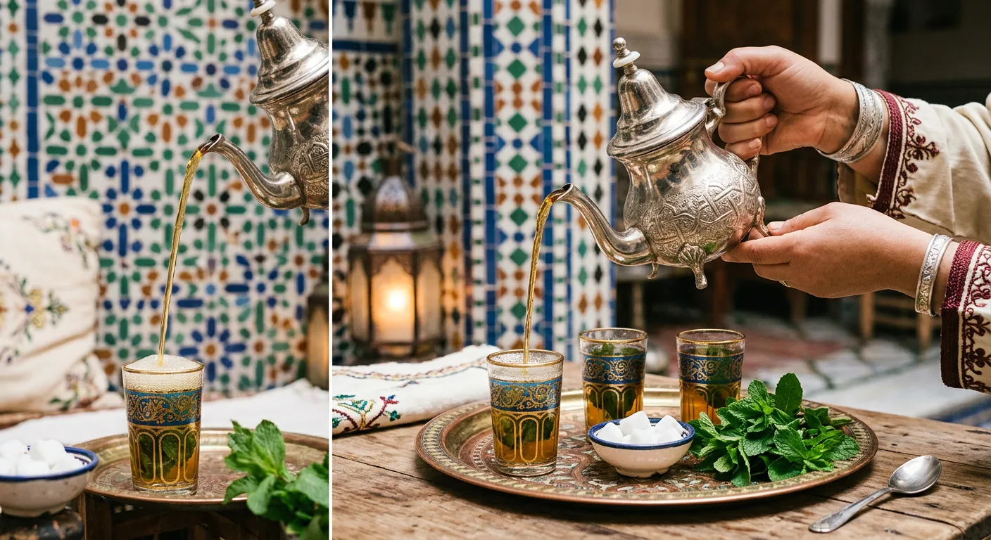Moroccan tea service in Chefchaouen